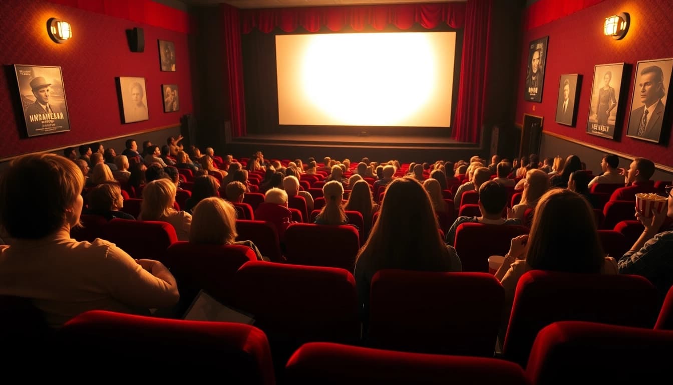 ดูหนังฟรี ในโรงหนังคลาสสิกที่มีผู้ชมตื่นเต้นรับชมภาพยนตร์