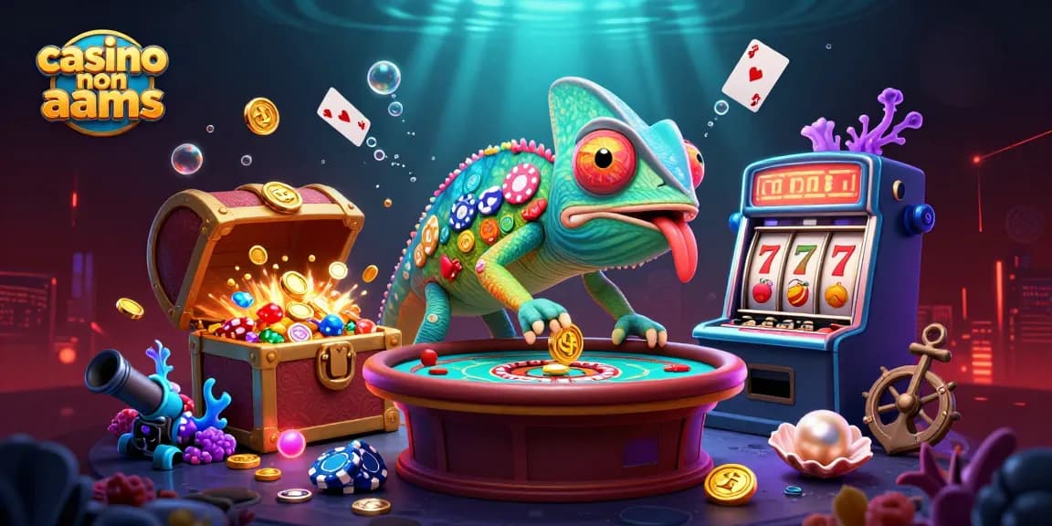Scopri il mondo del gambling nei migliori casino non AAMS con un camaleonte proprietario animato.