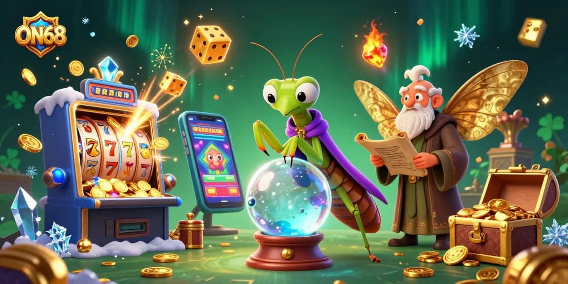 Experience thrilling wins at ON68 with vibrant casino games and magical characters in action.