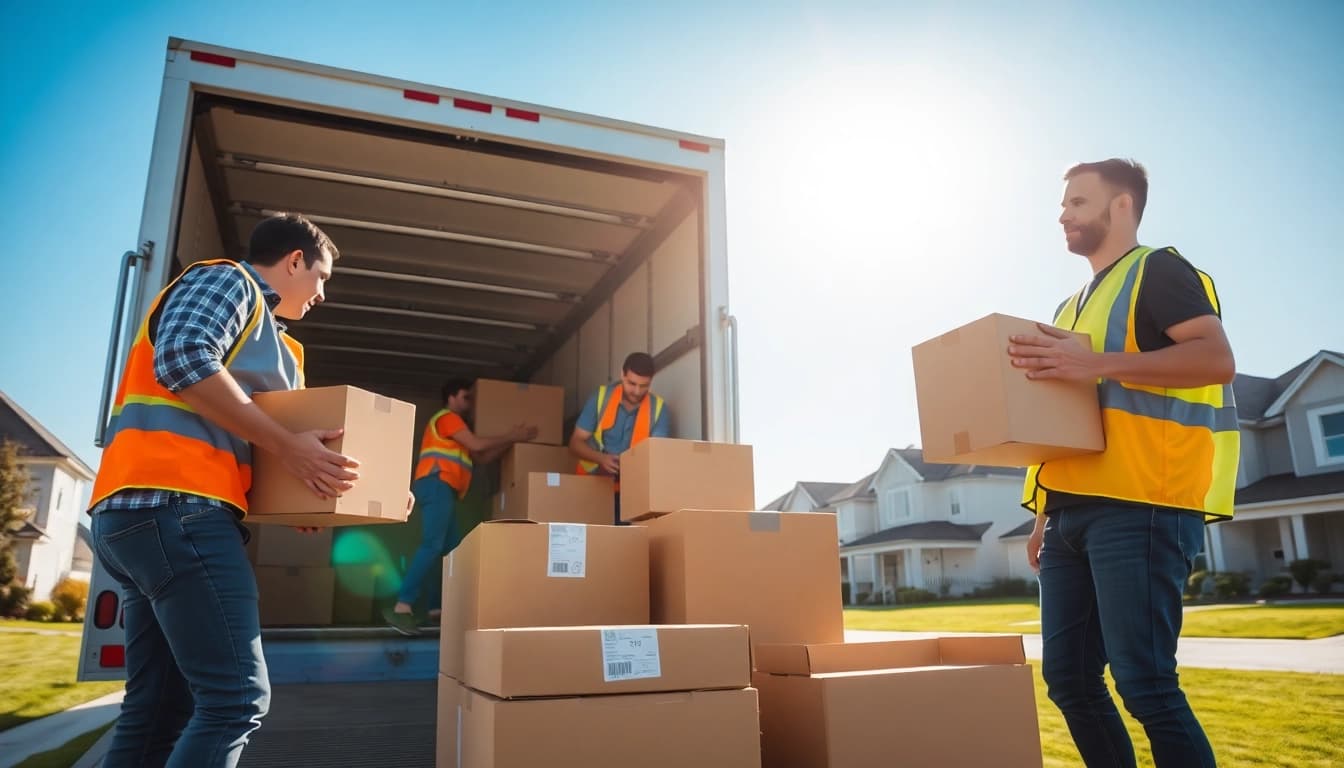 Workers efficiently executing provincial moving tasks, showcasing their attention to detail and organization.