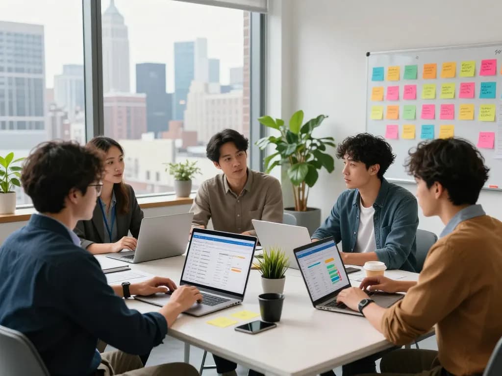 Expert team collaborating on New York SEO Services strategy in a modern office.