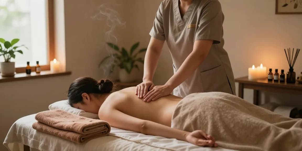 Relaxing 1인샵 massage therapy session with soothing ambiance and natural light.