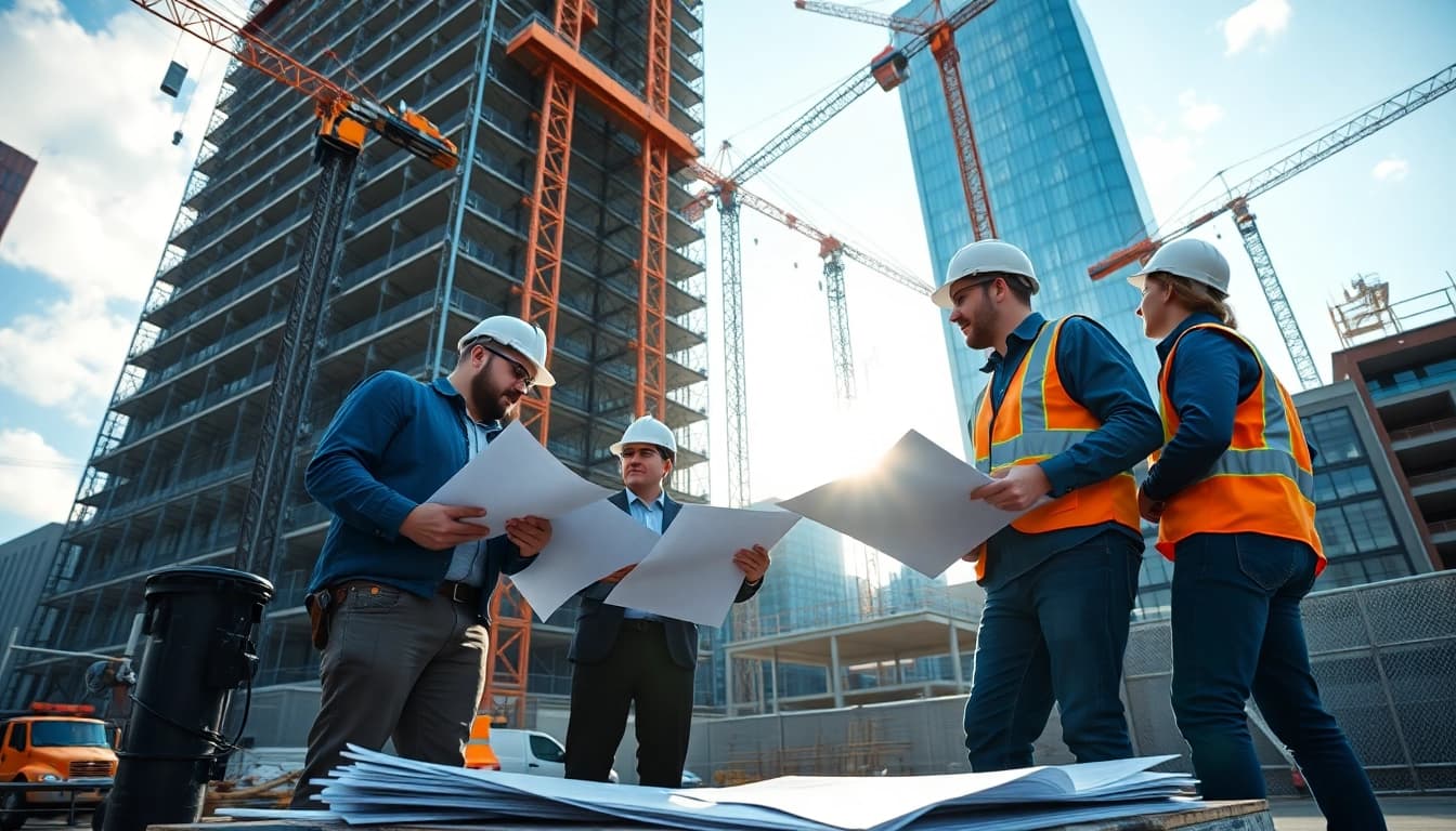New York City Commercial General Contractor team coordinating work on a construction site.