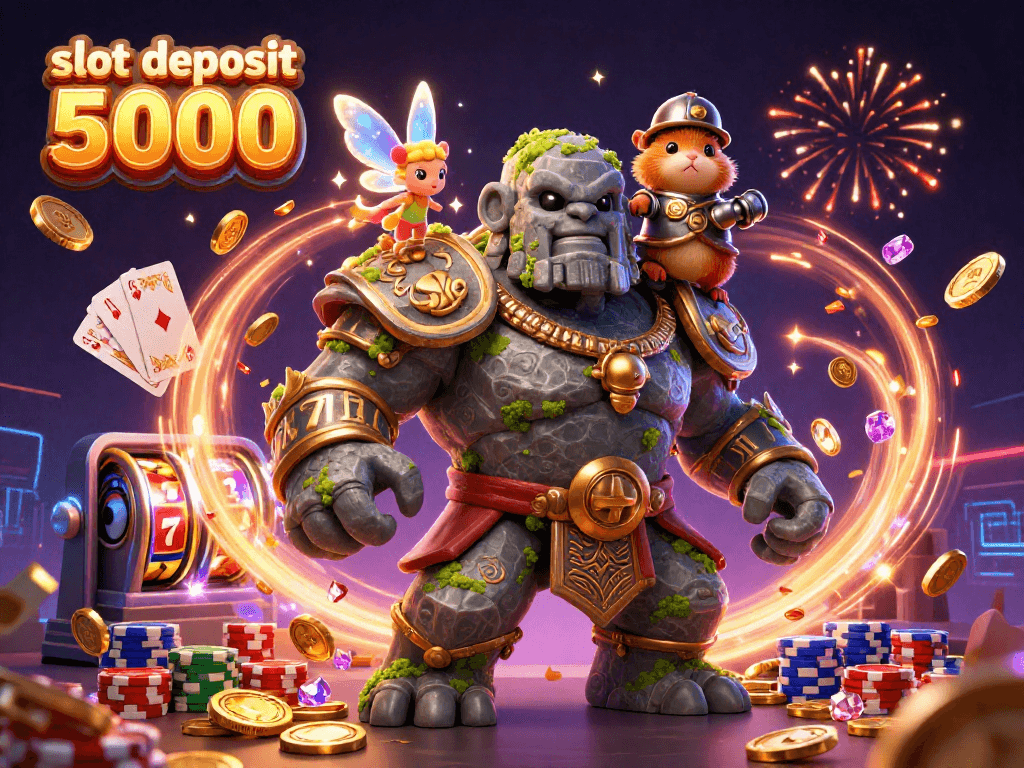 Experience excitement with slot deposit 5000 as golden coins flow and characters enhance the casino energy.