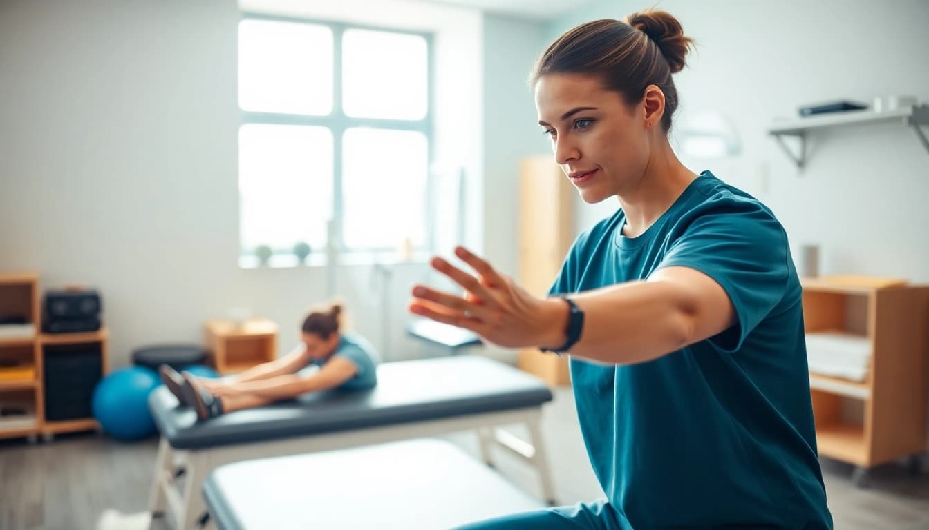 Engaging physiotherapy session showcasing north side edmonton physiotherapy in a modern clinic.