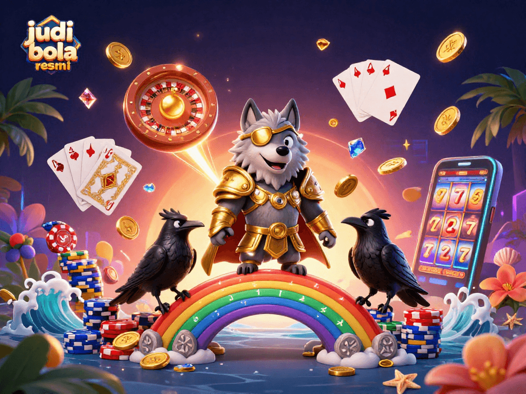Experience judi bola resmi excitement with a dynamic scene featuring Odin and treasures in a casino setting.