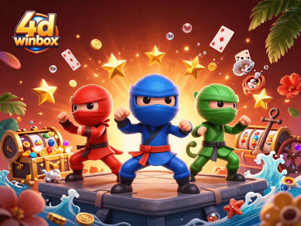 Experience the thrill of 4d winbox as chameleons showcase synchronized martial arts amidst colorful casino elements.