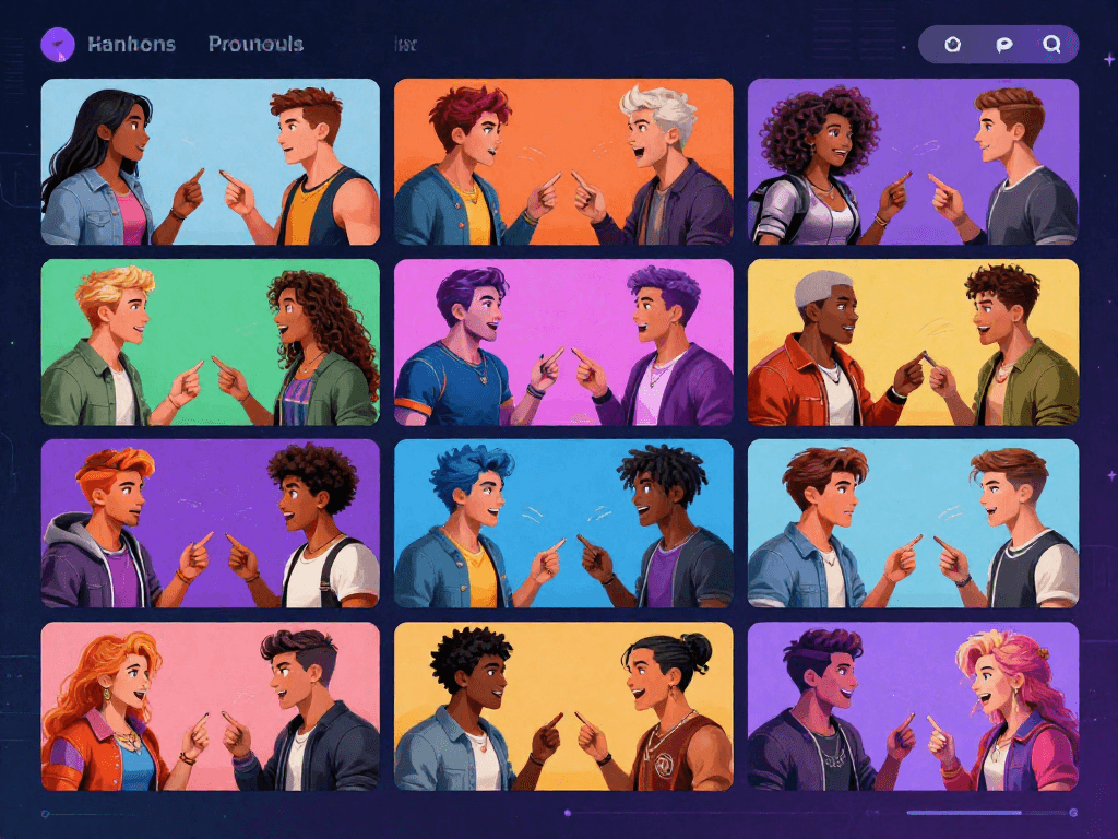 Diverse characters engaging in lively AI porn chat interactions, showcasing vibrant graphics and immersive conversations.