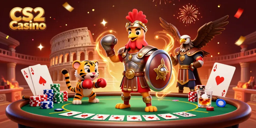 Experience thrilling gameplay at CS2 Casino with captivating characters in a vibrant poker showdown.