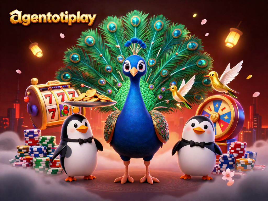 Menang di arena agen toto play dengan simbol slot berwarna cerah dan karakter menarik.
