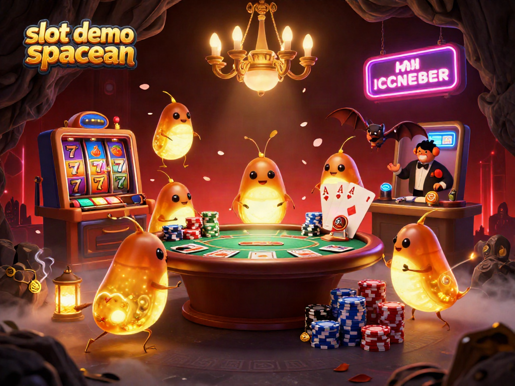Engage with slot demo spaceman in a vibrant, interactive casino setting with glowworms lighting the atmosphere.