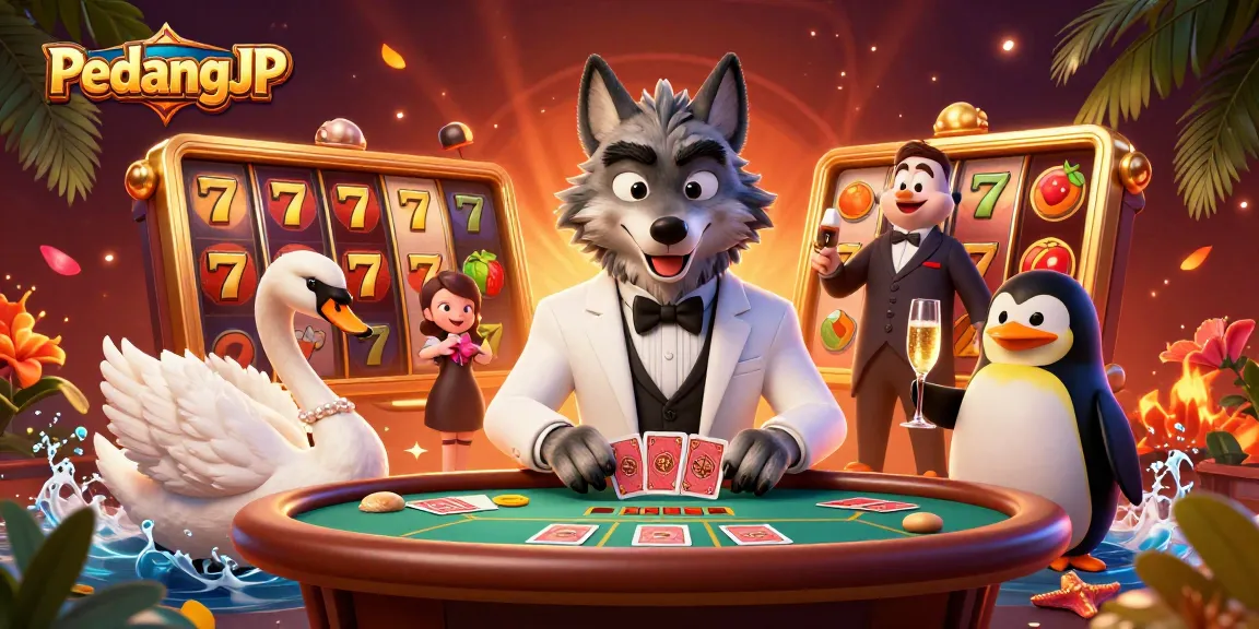 PedangJP menawarkan pengalaman bermain slot yang mengasyikkan dengan serigala, angsa, dan penguin di meja permainan.