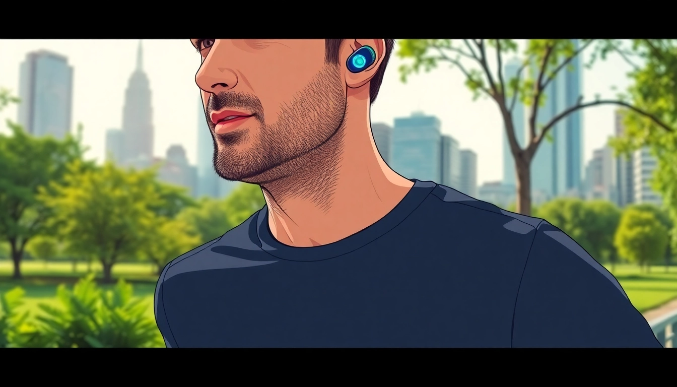 Man jogging with Bone X1 Bone Conduction Headphones in a city park.