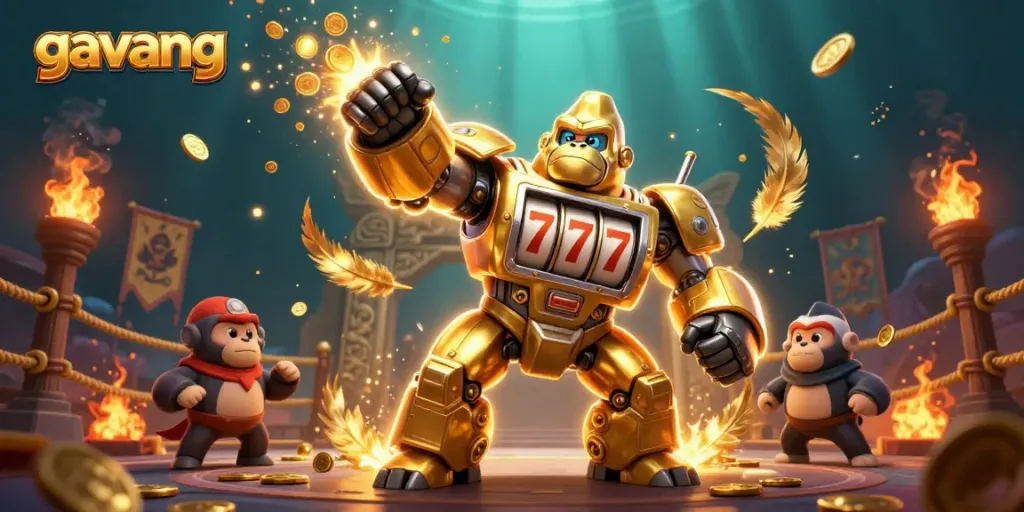 Gavang features a dynamic 3D gorilla mech inspired by slot machines, emphasizing exciting gambling action.