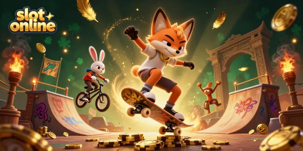 Experience thrilling gameplay with slot online in this vibrant casino scene featuring animated characters.