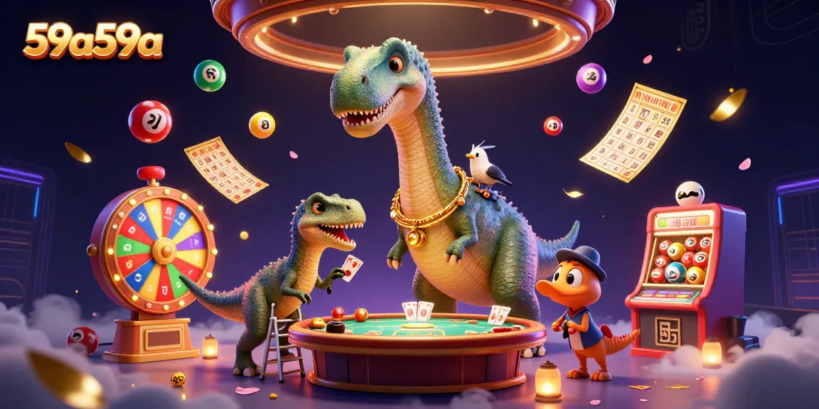 Experience thrilling gameplay at 59a59a's dynamic casino scene featuring lottery balls and card dealing action.