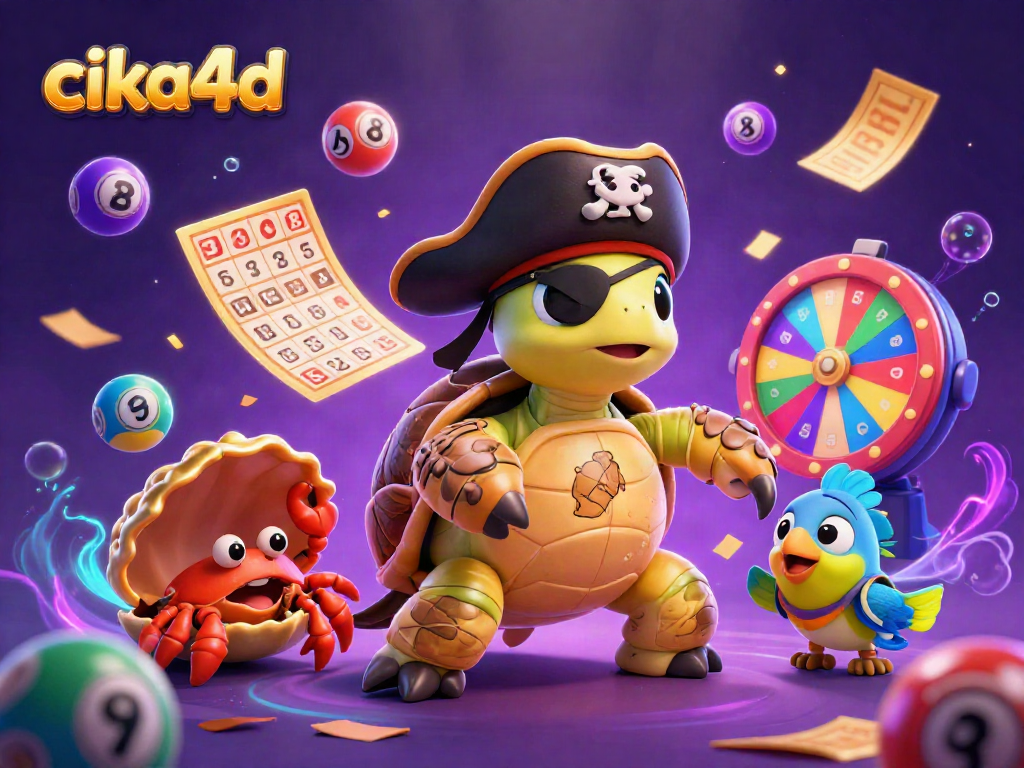 Engage with cika4d's vibrant lottery scene featuring cartoon characters amidst dynamic elements.