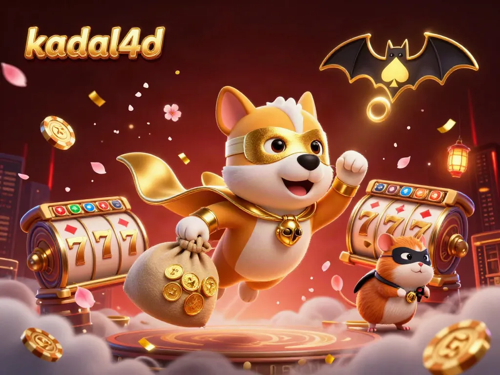 Kadal4d offers an exciting casino experience with a superhero dog character winning big in the sky.