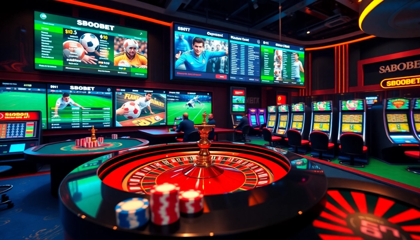 Betting scene highlighting sbobet link alternatif features with sports odds and casino games.