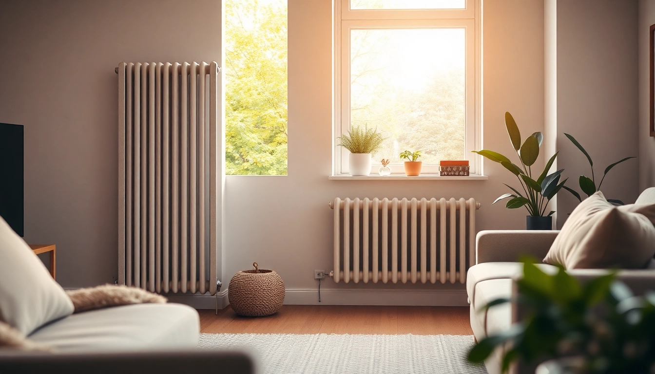 Heizkörper im stilvollen Wohnzimmer mit modernem Design und komfortabler Atmosphäre.