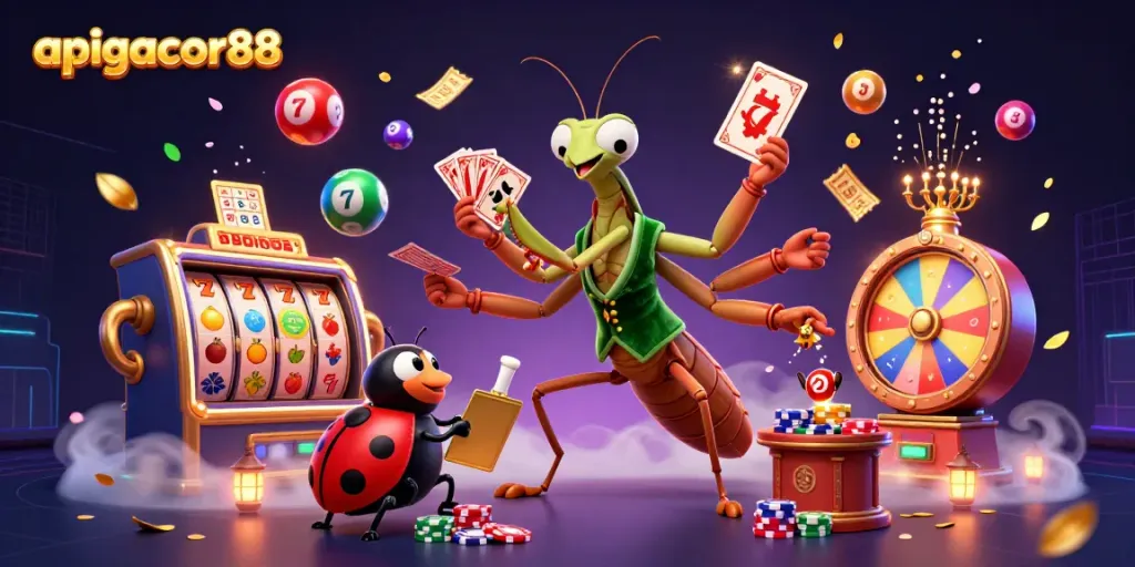 Engage with apigacor88's vibrant casino experience, featuring colorful slots and dynamic game elements.