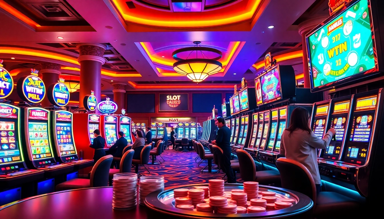 Engage with slot pragmatic play games amidst a vibrant casino atmosphere filled with excitement.