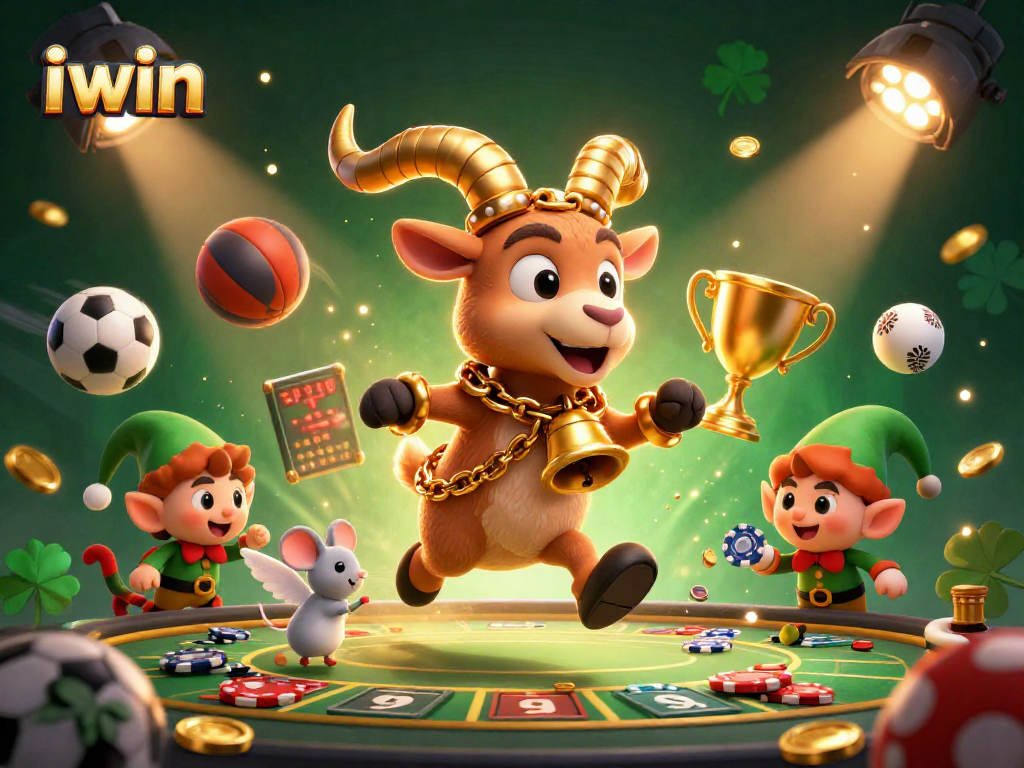 iwin celebrates with a festive casino scene featuring Krampus, angel mouse, and elf gremlins stealing chips