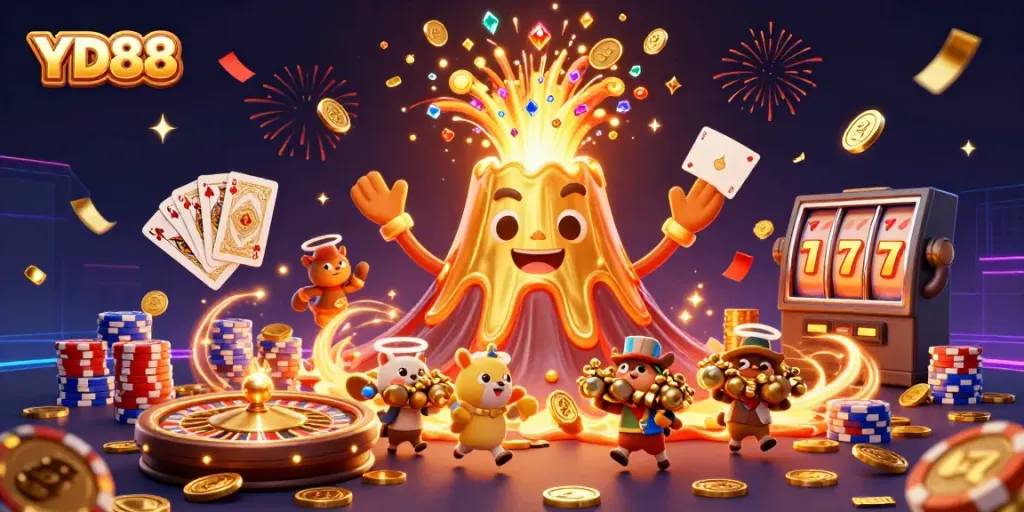 Experience thrilling gaming with YD88's dynamic online casino scene filled with excitement and treasures.