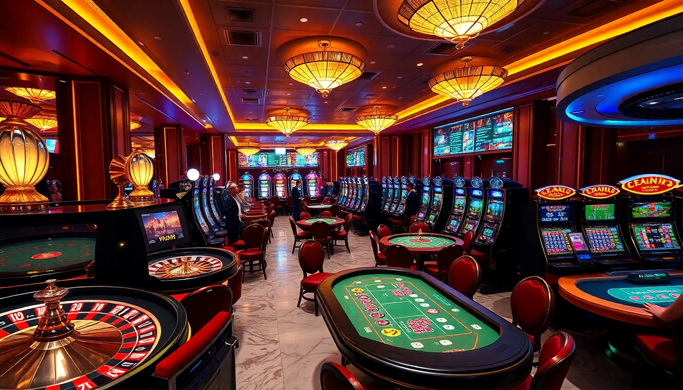 Vivez un gameplay palpitant sur un site de casino en ligne avec des tables luxueuses et des machines à sous vibrantes.