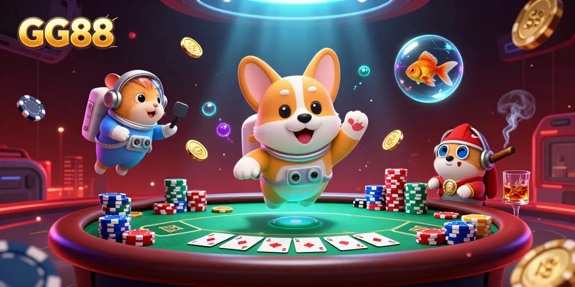 Experience gaming with GG88 in a vibrant casino scene featuring cartoon characters and vivid casino elements.