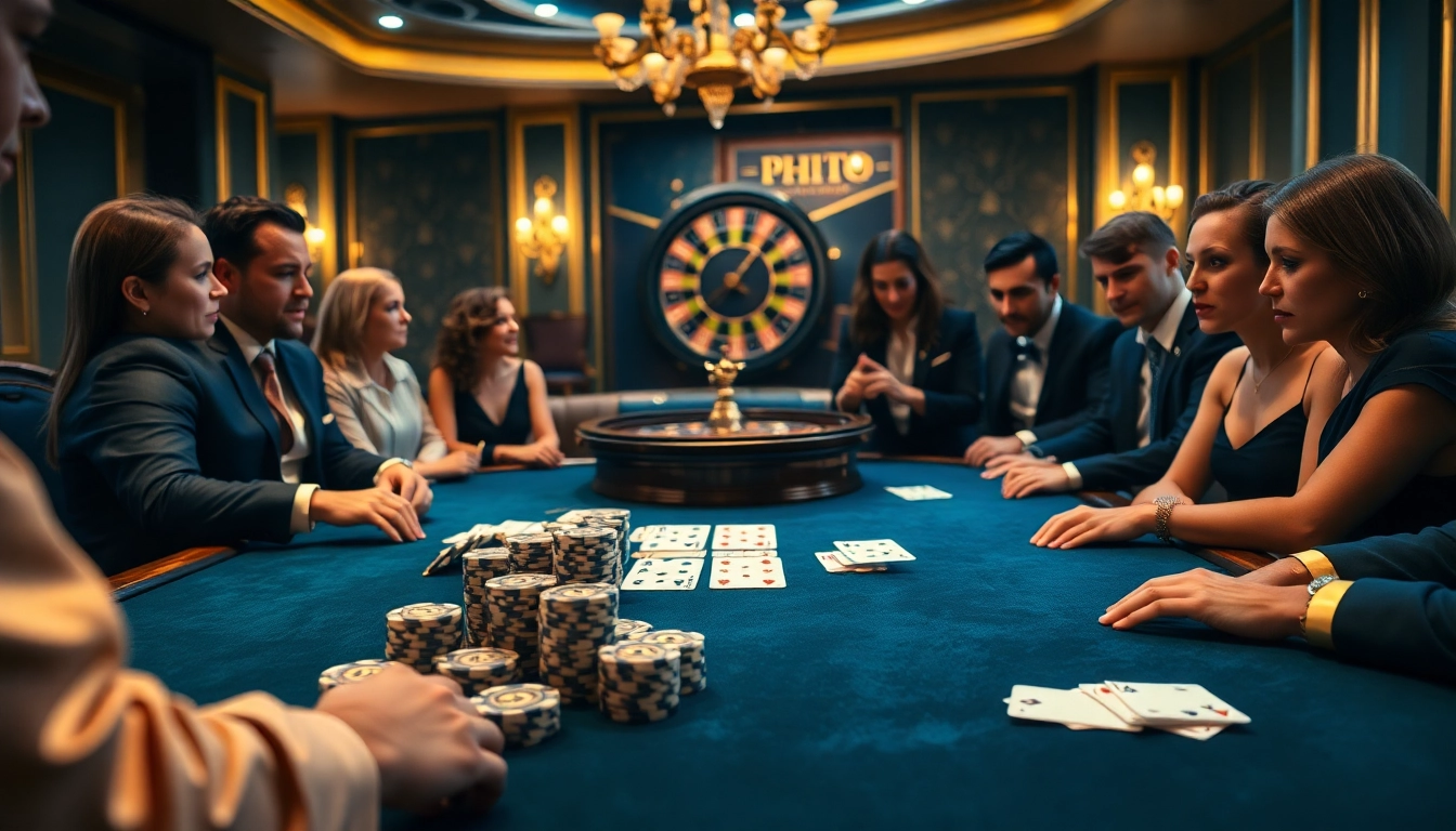 Action de poker passionnante sur un site de casino en ligne, avec des jetons et des cartes luxueux.