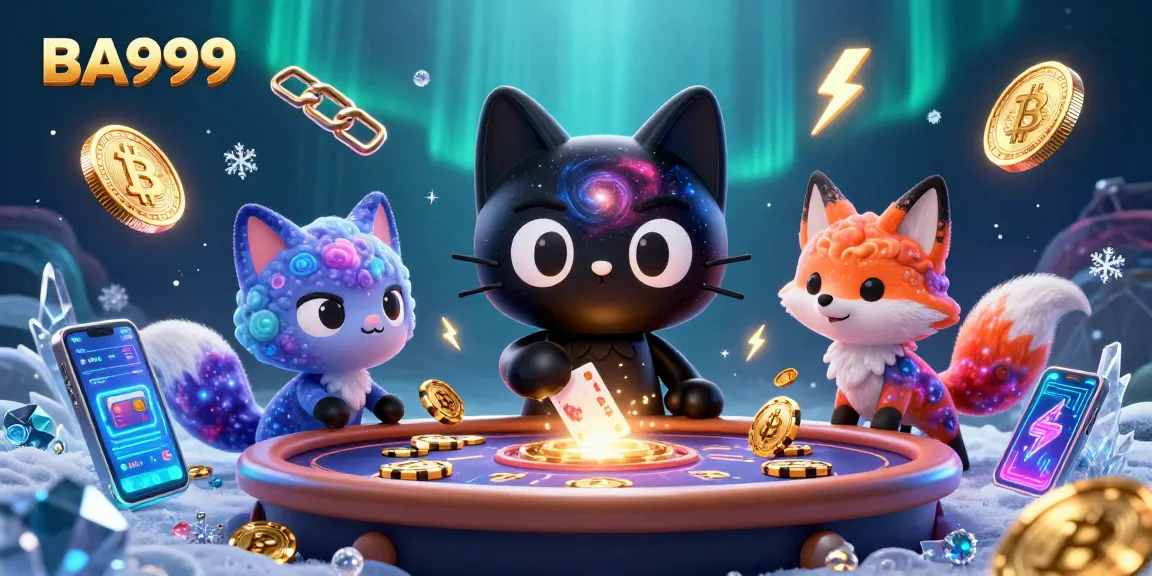 BA999 features a cosmic scene with a black hole cat captivating chips and cards in an ultra-detailed casino.