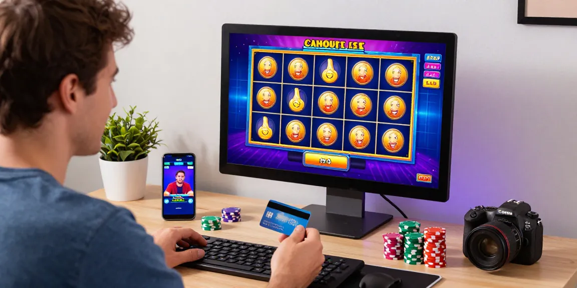 Experiencing the thrill of a credit card casino from home with vibrant game graphics and engagement.