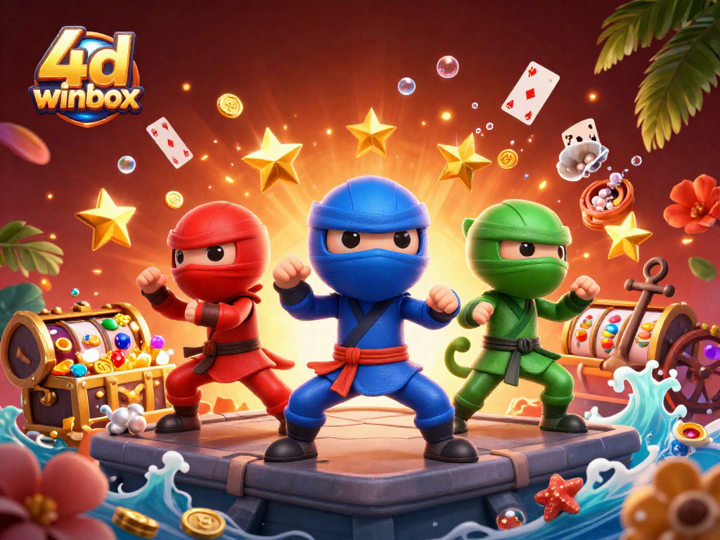 Experience the thrill of 4d winbox as chameleons showcase synchronized martial arts amidst colorful casino elements.
