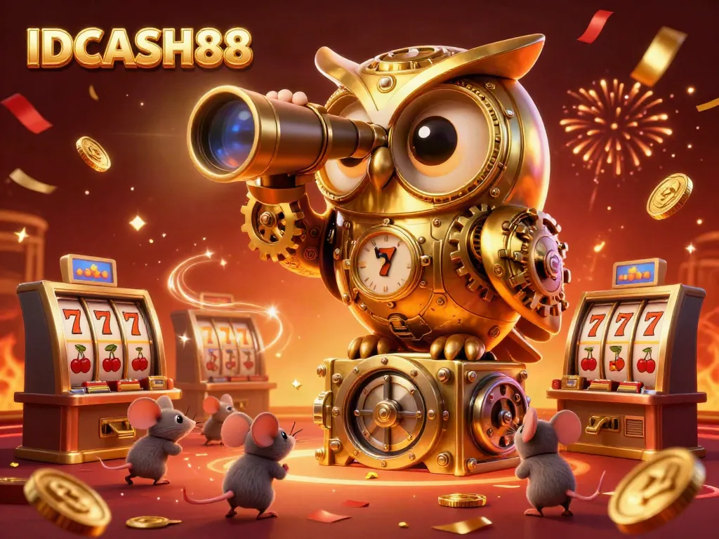 Experience the thrill of IDCASH88 with vibrant casino visuals of golden owls and dynamic gameplay.
