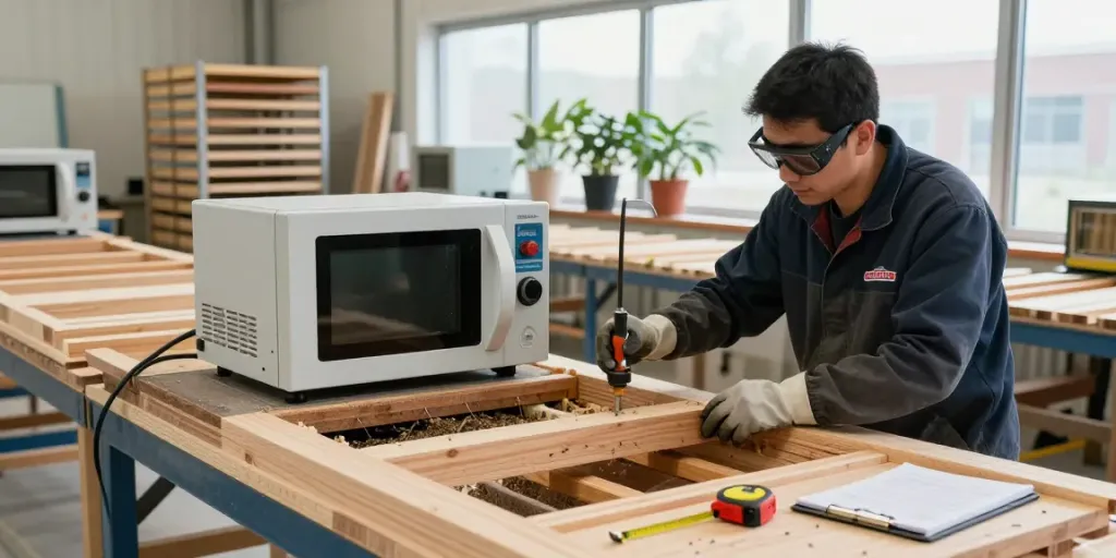 SHASHEL® microwave device in action eliminating wood-boring insects.