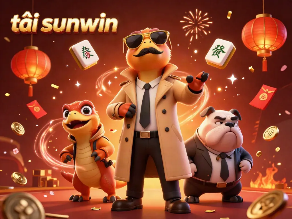 Engage in excitement with tải sunwin as cartoon raptors in a trench coat attempt to enter a VIP casino, surrounded by festive symbols.