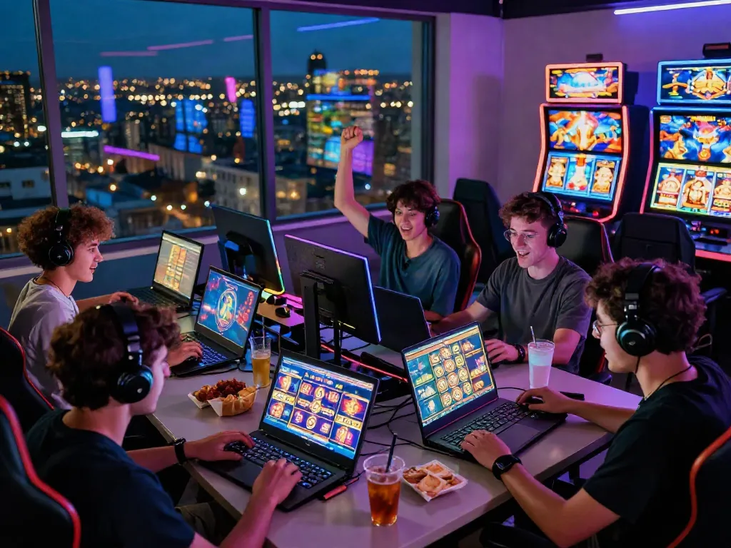 Players enjoying engaging slot games in a vibrant online gaming environment