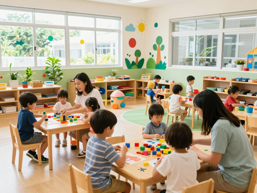 Children engaging in inquiry-based learning at an international kindergarten Singapore.