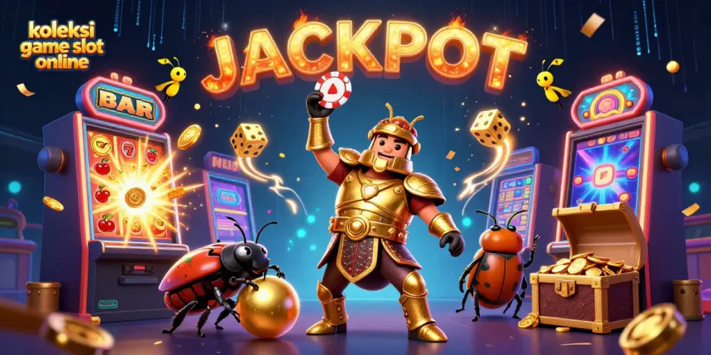 Koleksi game slot online yang menarik dengan ilustrasi 3D penuh warna dan elemen kasino