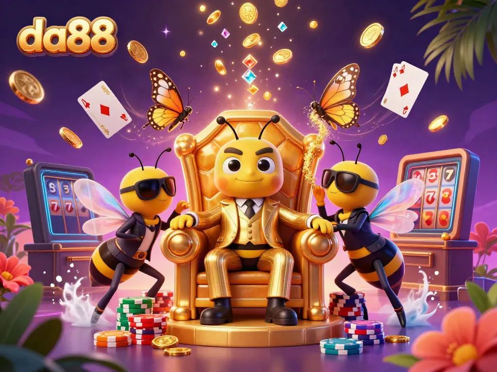 Experience the vibrant da88 casino world with a dynamic scene of characters and gaming elements