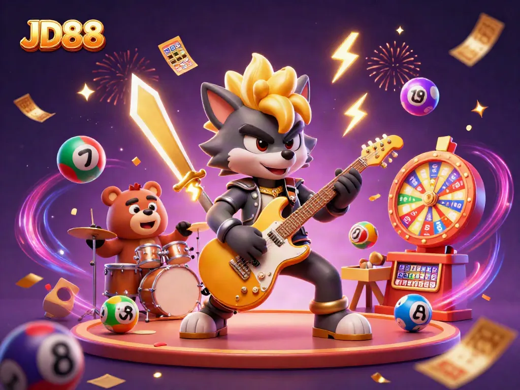 Engage with JD88's thrilling casino experience featuring vibrant characters and dynamic game elements.