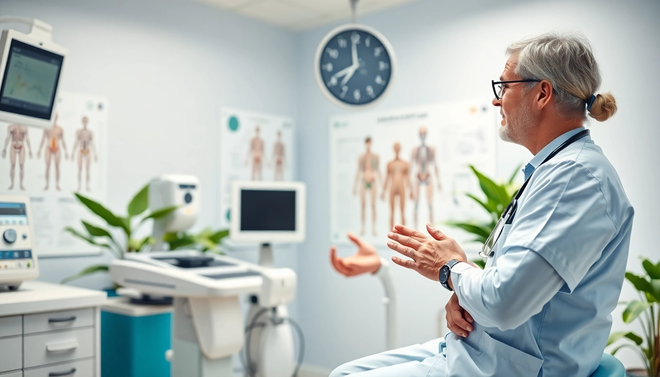 Conducting a full body health check Sydney with a healthcare practitioner in a modern clinic.