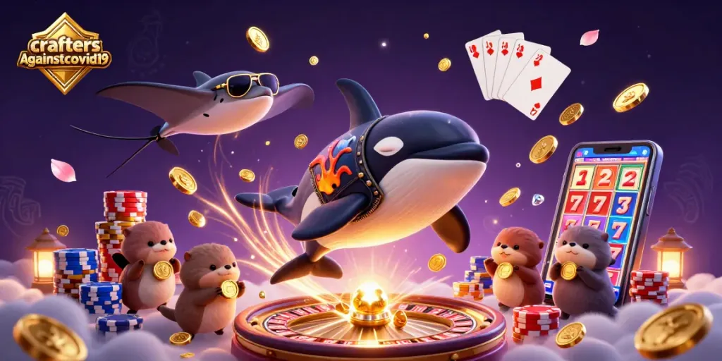 Permainan slot gacor di craftersagainstcovid19, menampilkan jackpot memikat dan koin emas bertaburan.
