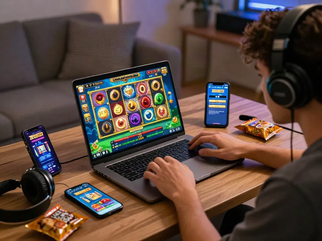 ZEUS222: Pemain judi mesin slot online sedang menikmati permainan di perangkat mobile.