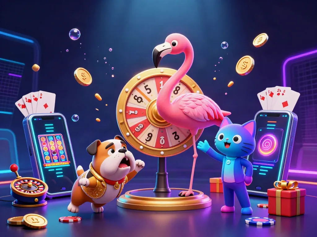 Slot gacor malam ini ditampilkan dalam ilustrasi 3D yang dinamis dengan karakter kasino yang bersemangat dan elemen permainan menarik.