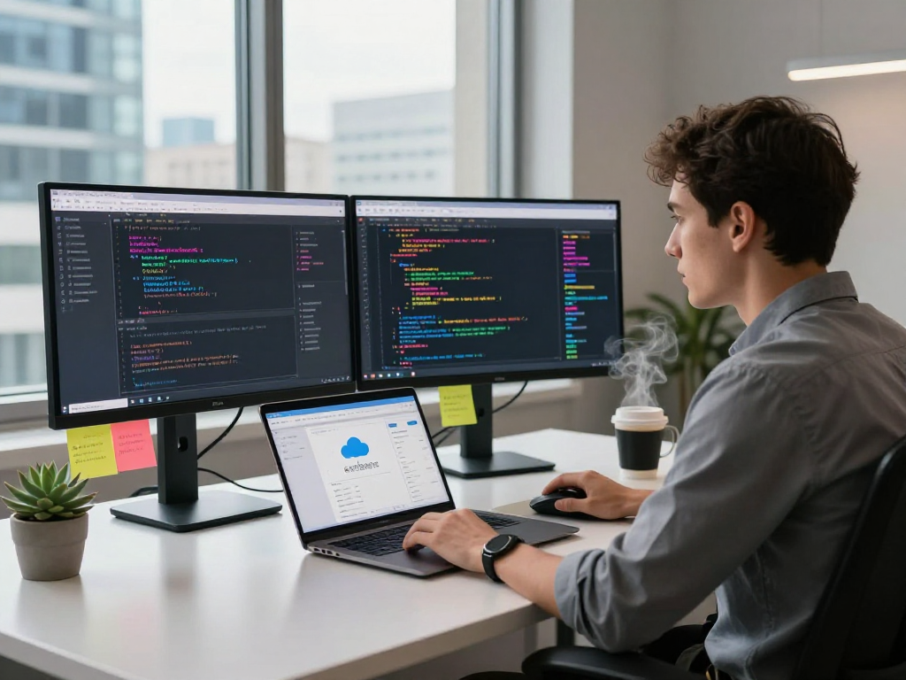 Análisis de alojamiento web en México con un desarrollador en su ordenador
