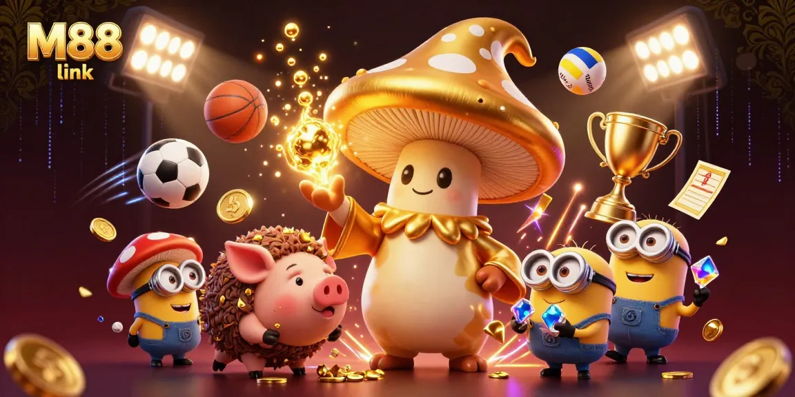 Experience M88 link for online betting with vibrant characters and dynamic sports elements.