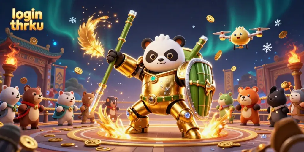 Experience excitement with login thrku in a vibrant digital casino showdown featuring dynamic characters.