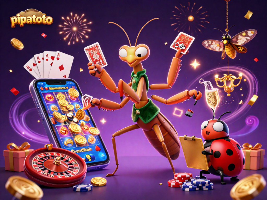 Pipatoto brings excitement with a vibrant casino scene featuring a card sharp, pit boss, and casino games.